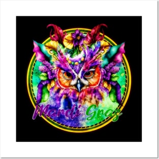 Mardi Gras 2023 Festive Owl Design Posters and Art